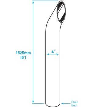 Exhaust Chrome Stack / Curved / Plain End / 4" x 60"